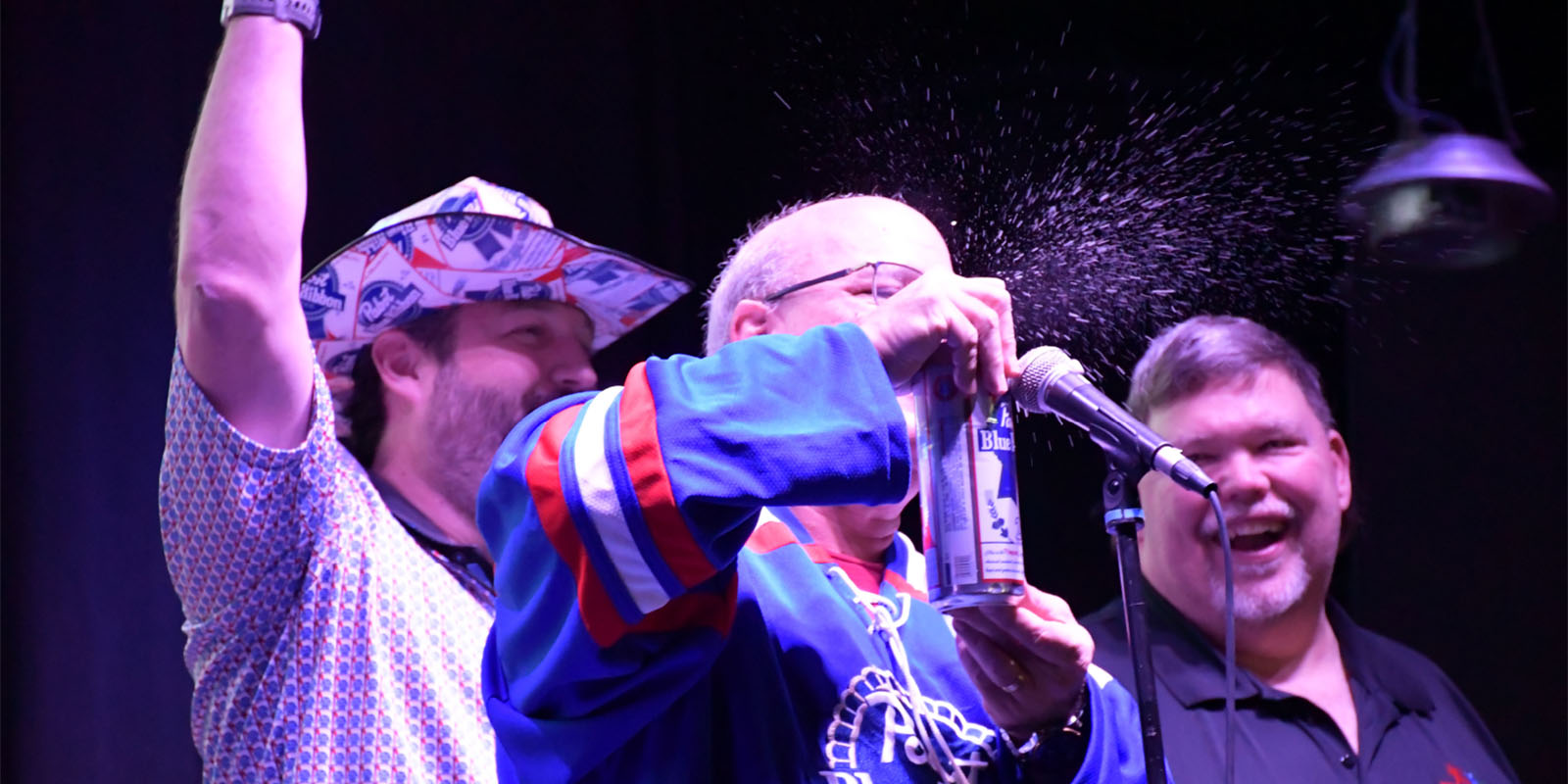 PBR Auction: Photo of the PLF crew opening that first delicious can of ice cold PBR.